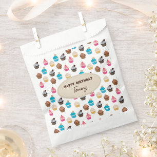 Bolsa De Papel Patrón de Cumpleaños de Cupcakes Lindos y Colorido