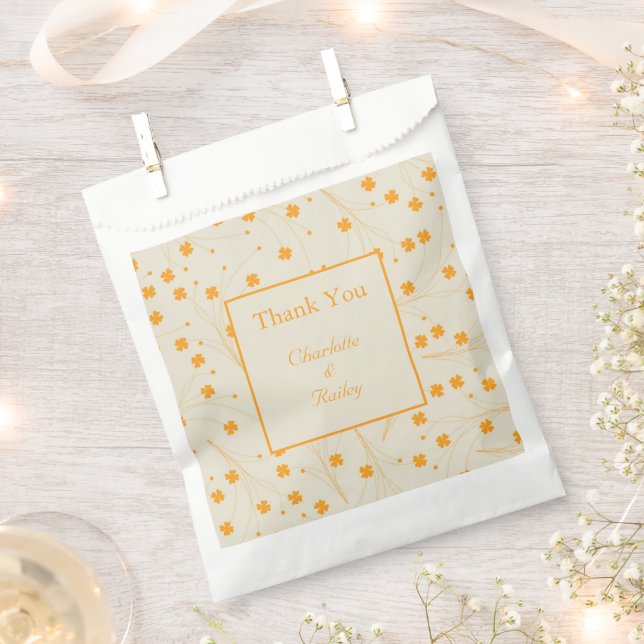 Bolsa De Papel Patrón de flor del naranja Beige Retro Y2K 70 (Cortado)