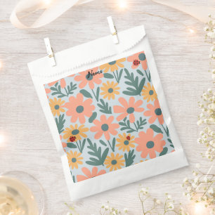 Bolsa De Papel patrón de flores de margarita pinchada de polka pu