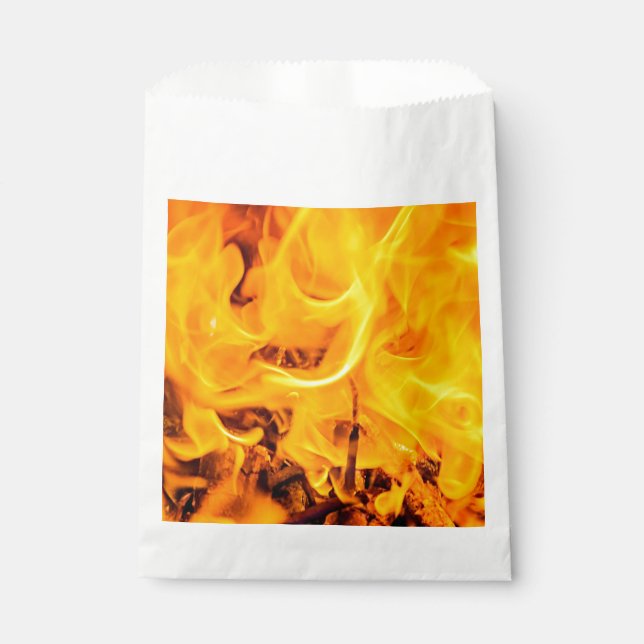 Bolsa De Papel Patrón De Fuego Y Flores (Anverso)