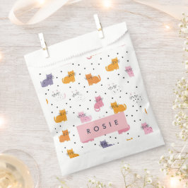 Bolsa De Papel Patrón de gato juguetón personalizado con puntos d
