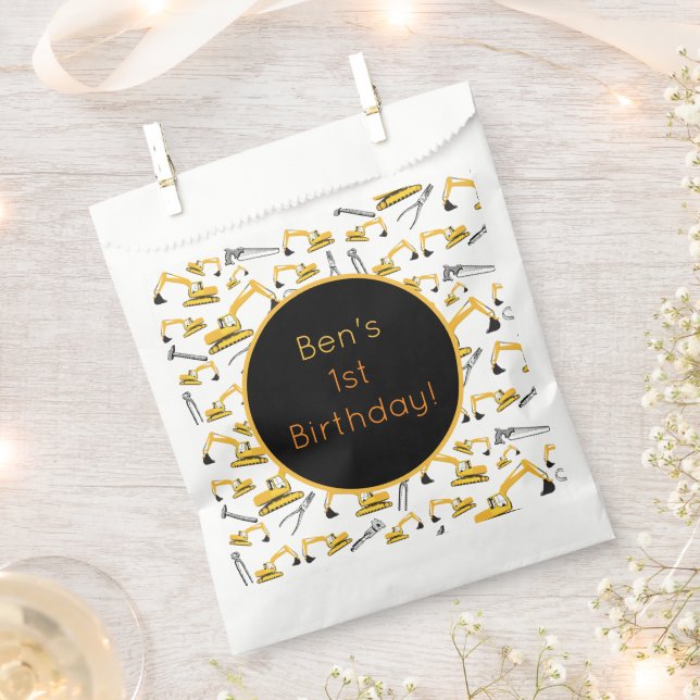 Bolsa De Papel Patrón de herramientas y camiones de construcción  (Cortado)