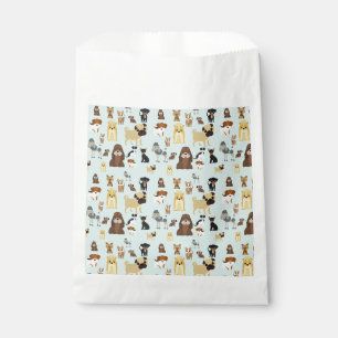 Bolsa De Papel patrón de perros de fondo azul claro.