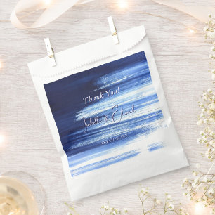 Bolsa De Papel Patrón de trazos de pincel de acuarela azul marino