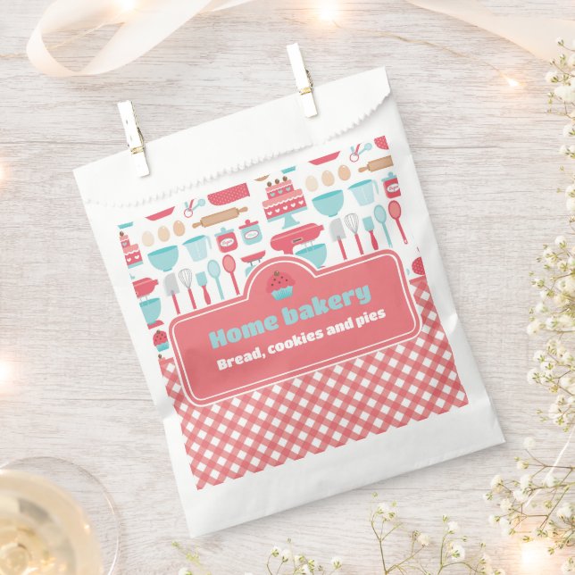 Bolsa De Papel Patrón de utensilios para panadería Rojo Gingham (Cortado)