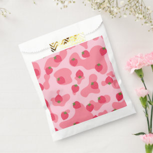 Bolsa De Papel Patrón de vaca de fresa de Kawaii