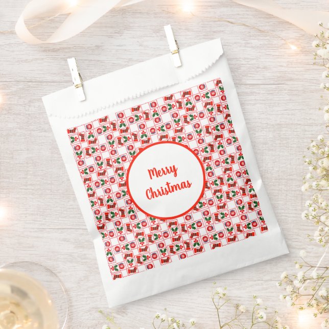 Bolsa De Papel Patrón festivo de Navidad (Cortado)