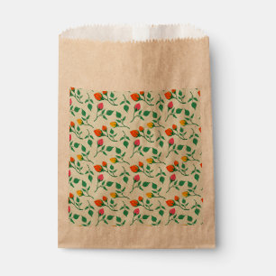 Bolsa De Papel Patrón floral con flores subió de color