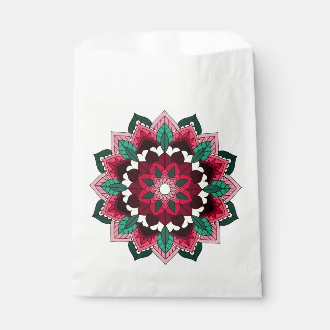 Bolsa De Papel Patrón Mandala 02 en rosa profundo (Anverso)
