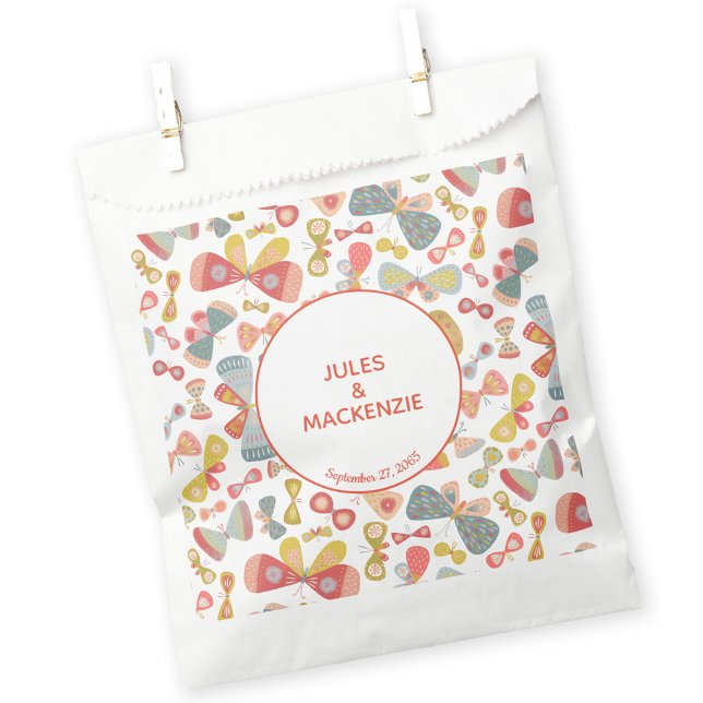 Bolsa De Papel Patrón moderno de mariposa gráfica pastel (Wedding butterfly pattern favor bag)