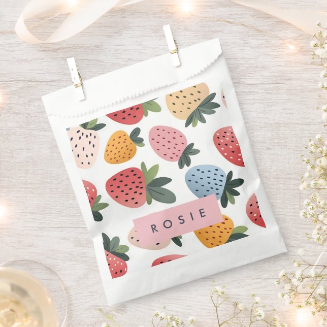 Bolsa De Papel Patrón personalizado de fresa de fruta (Cortado)
