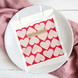 Bolsa De Papel Patrón Romántico Moderno de Corazón Rojo y Rosa