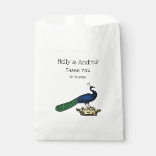 Bolsa De Papel Pavo real estilizado vintage heráldico en corona C