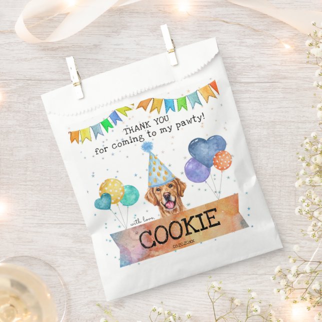 Bolsa De Papel Pawty Golden Retriever Gracias Fiesta de tratamien (Cortado)