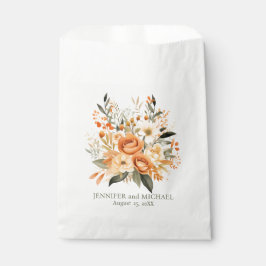 Bolsa De Papel Peach de verano y Boda floral verde
