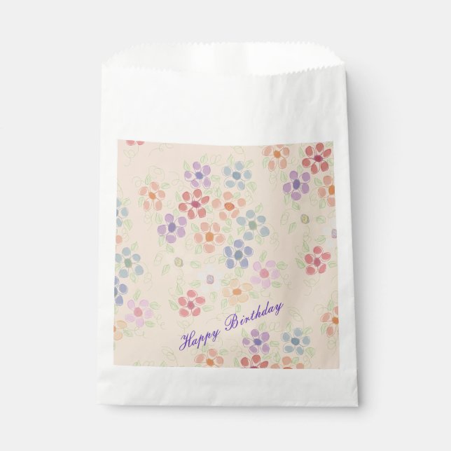 Bolsa De Papel Peach Pastel y Flor Rosa (Anverso)