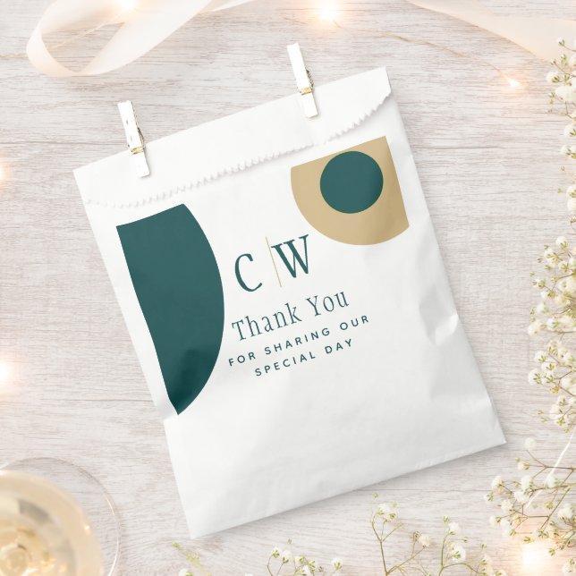 Bolsa De Papel Peacock Green Gold Boda Gracias Goody (Cortado)