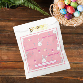 Bolsa De Papel Pegado lindo color rosado Semana Santa Bunny Flora