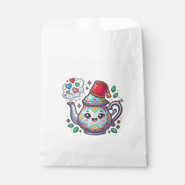 Bolsa De Papel Pegatina de tetera de menta marroquí Kawaii