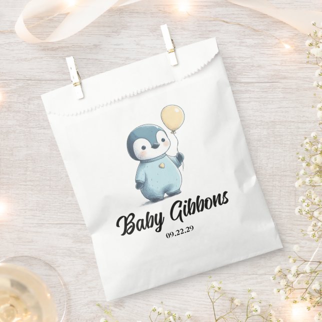 Bolsa De Papel Penguin Baby Shower (Cortado)