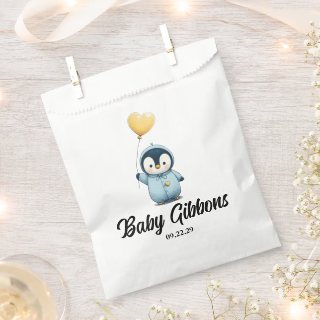 Bolsa De Papel Penguin Baby Shower (Cortado)