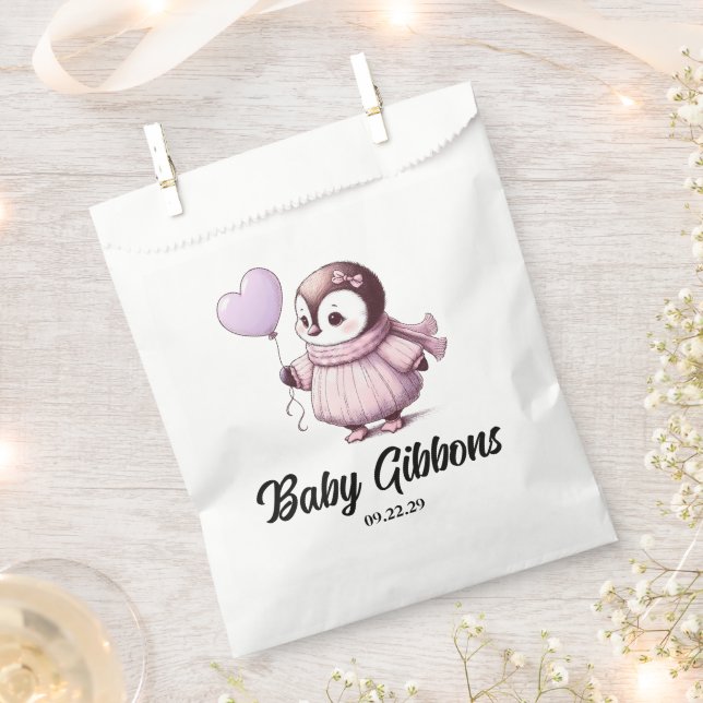 Bolsa De Papel Penguin Baby Shower (Cortado)