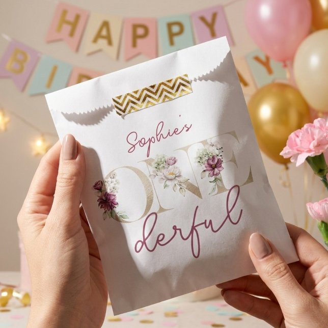 Bolsa De Papel peonatos rosados onemaravillosas acuarelas de cump (Subido por el creador)