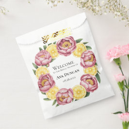 Bolsa De Papel Peonías Rosa Polvo y Ducha de Novia de Limón