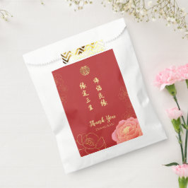 Bolsa De Papel Peony Double Happiness Chinese Boda Gracias