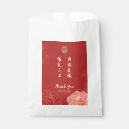 Bolsa De Papel Peony Double Happiness Chinese Boda Gracias