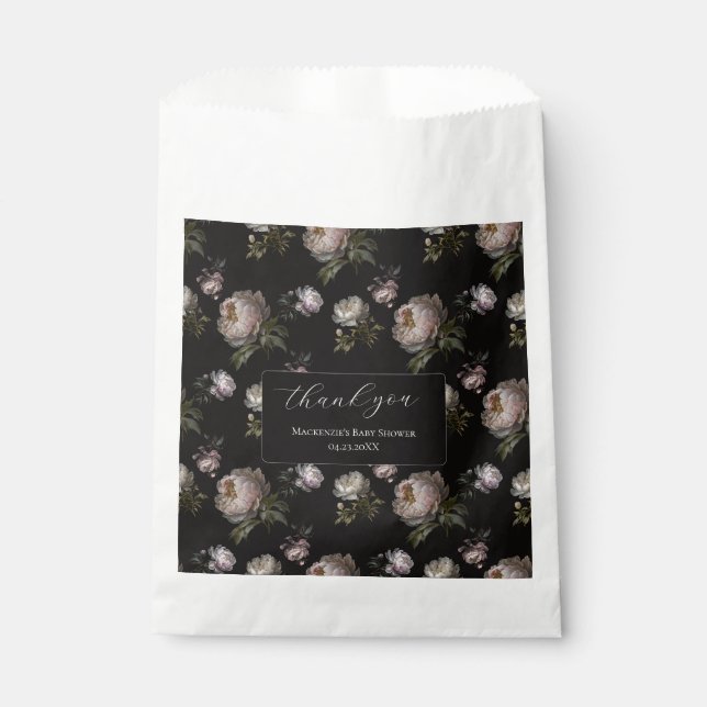 Bolsa De Papel Peony Moody Floral Baby Shower Thank You Sticker (Anverso)