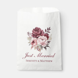 Bolsa De Papel Peony Watercolor Floral Just Casried Boda