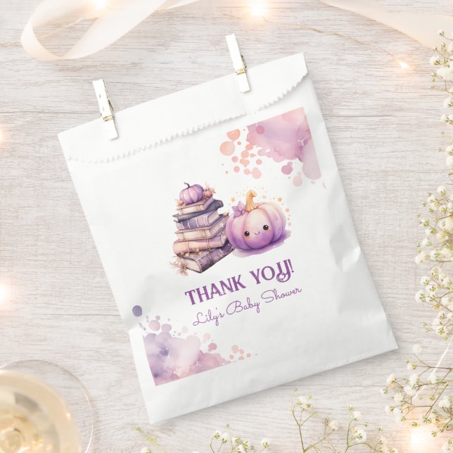 Bolsa De Papel Pequeña Calabaza Nuevo Capítulo ducha bebé gracias (Cortado)