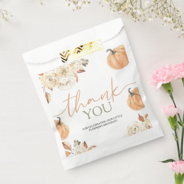 Bolsa De Papel Pequeña Calabaza Primer Cumpleaños (Sellado)