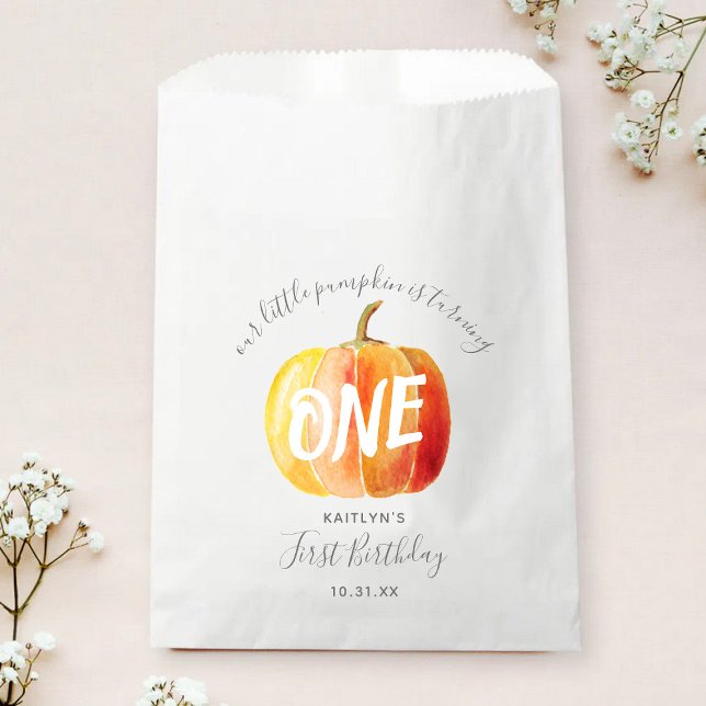 Bolsa De Papel Pequeña Calabaza Primer Cumpleaños (Subido por el creador)