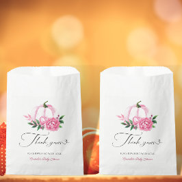 Bolsa De Papel Pequeña calabaza Rubor Rosado Rústico Baby Shower