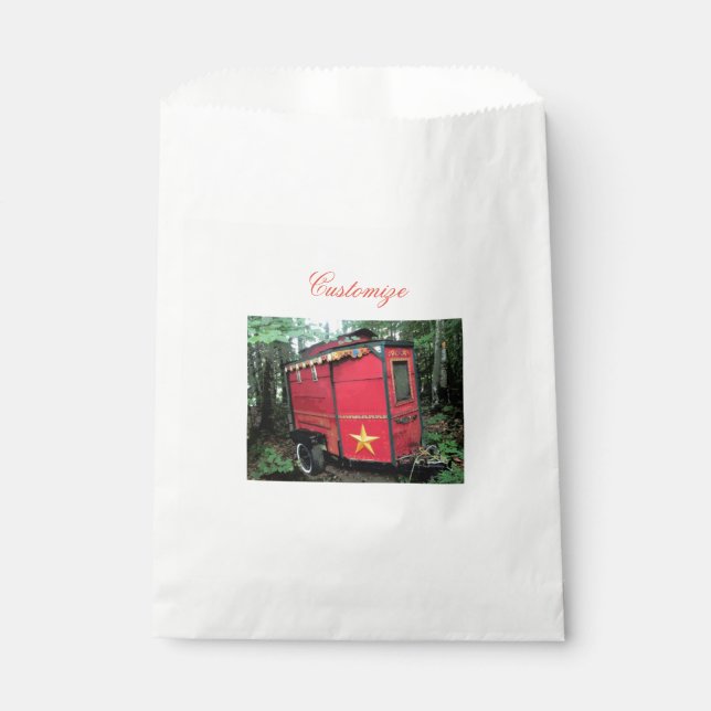 Bolsa De Papel Pequeña caravana gitana roja personalizada en cara (Anverso)