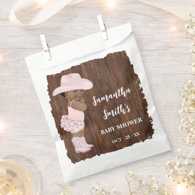 Bolsa De Papel Pequeña Cowgirl Fiesta de Baby Shower occidental (Cortado)