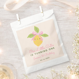 Bolsa De Papel Pequeña Cumpleañera Limón Fruta Minimalista 1er Cu