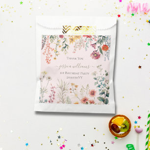 Bolsa De Papel Pequeña Flor Silvestre Cumple Un Hermoso 1er Cumpl