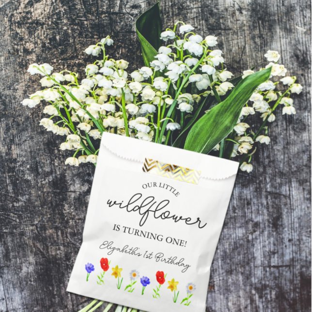 Bolsa De Papel Pequeña flor silvestre, primer cumpleaños (Subido por el creador)