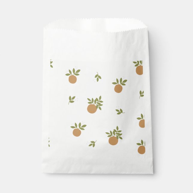 Bolsa De Papel Pequeña Naranja cortita favorece las bolsas (Anverso)