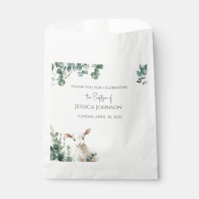 Bolsa De Papel Pequeña oveja y bautismo de eucalipto (Anverso)