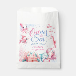 Bolsa De Papel Pequeña sirena rosada linda Chica oceánica primer