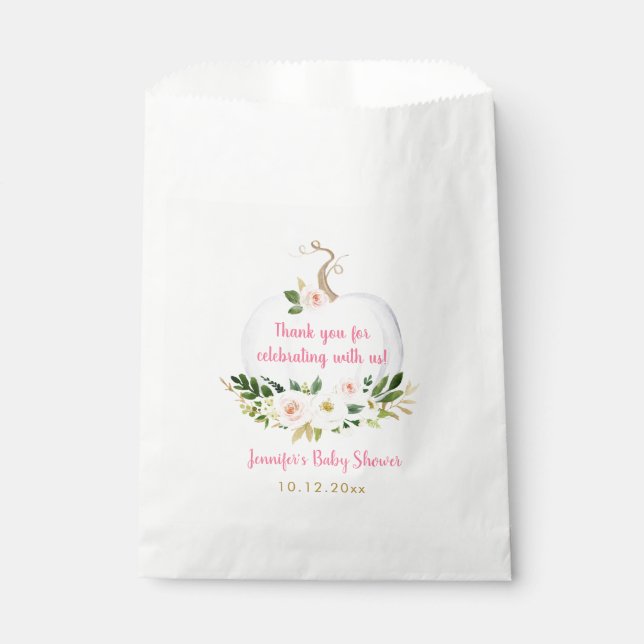 Bolsa De Papel Pequeña zapatilla de oro rosado Baby Shower (Anverso)