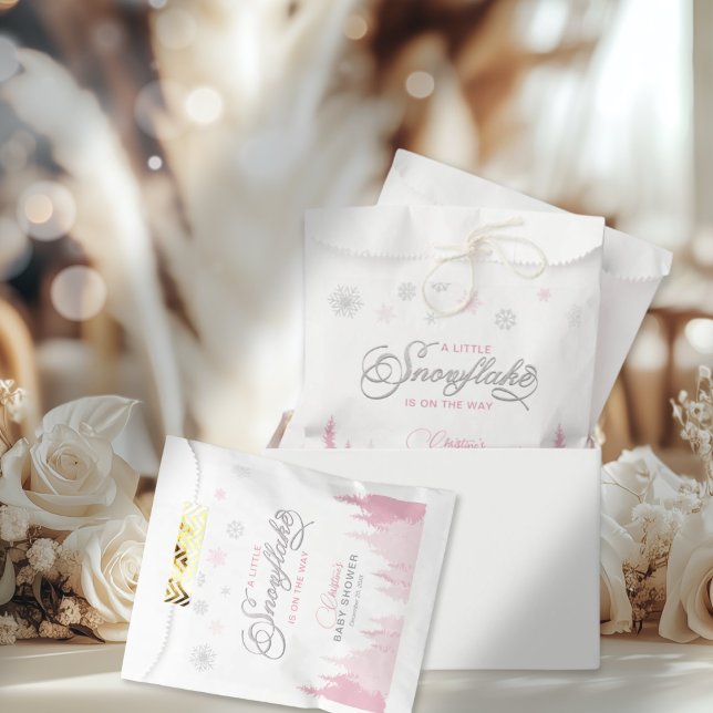 Bolsa De Papel Pequeño Baby Shower de invierno con copo de nieve (Subido por el creador)