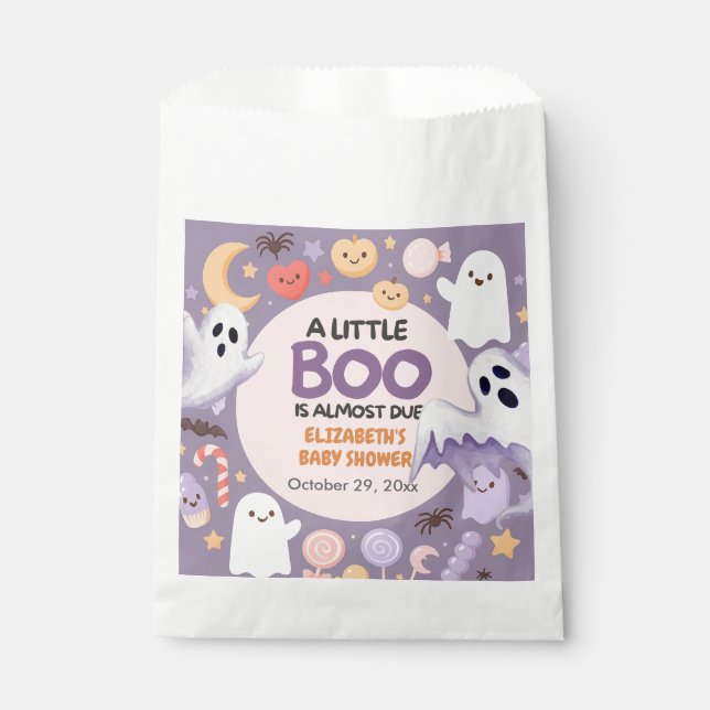 Bolsa De Papel Pequeño Boo ducha de bebé Calabaza Halloween (Anverso)