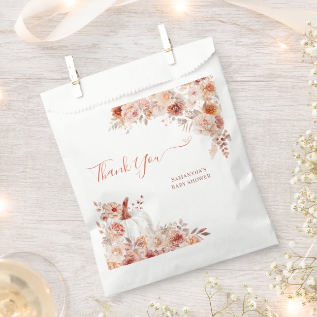 Bolsa De Papel Pequeño calabaza caída Baby Shower floral (Cortado)