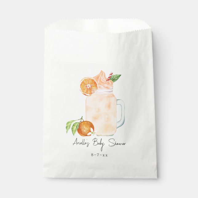 Bolsa De Papel Pequeño Chica humedecido de frutas cortas Baby Sho (Anverso)