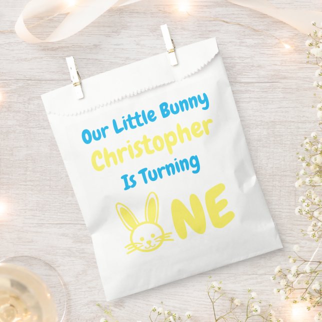 Bolsa De Papel Pequeño conejito 1er cumpleaños (Cortado)